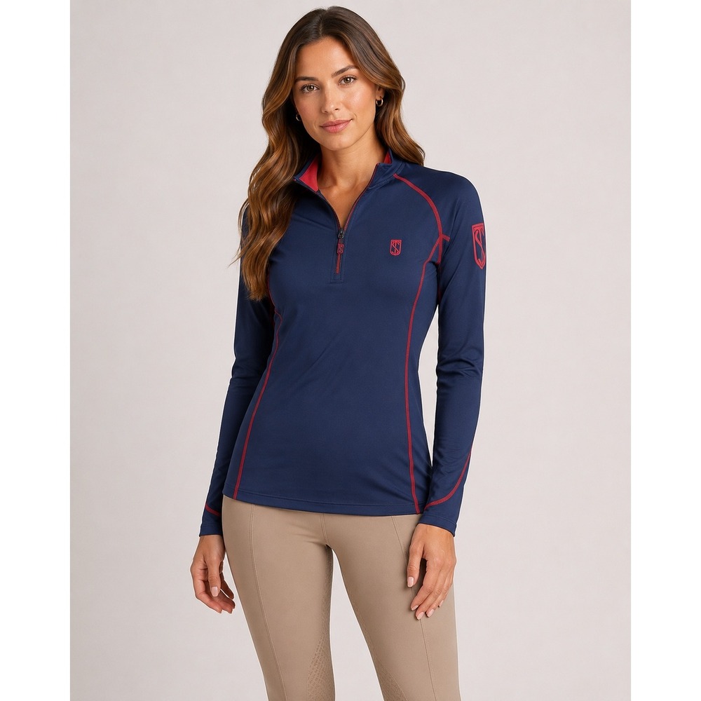 Symphony by Tredstep Ireland Equestrian Blue Quarter Zip Shirt Womens XS